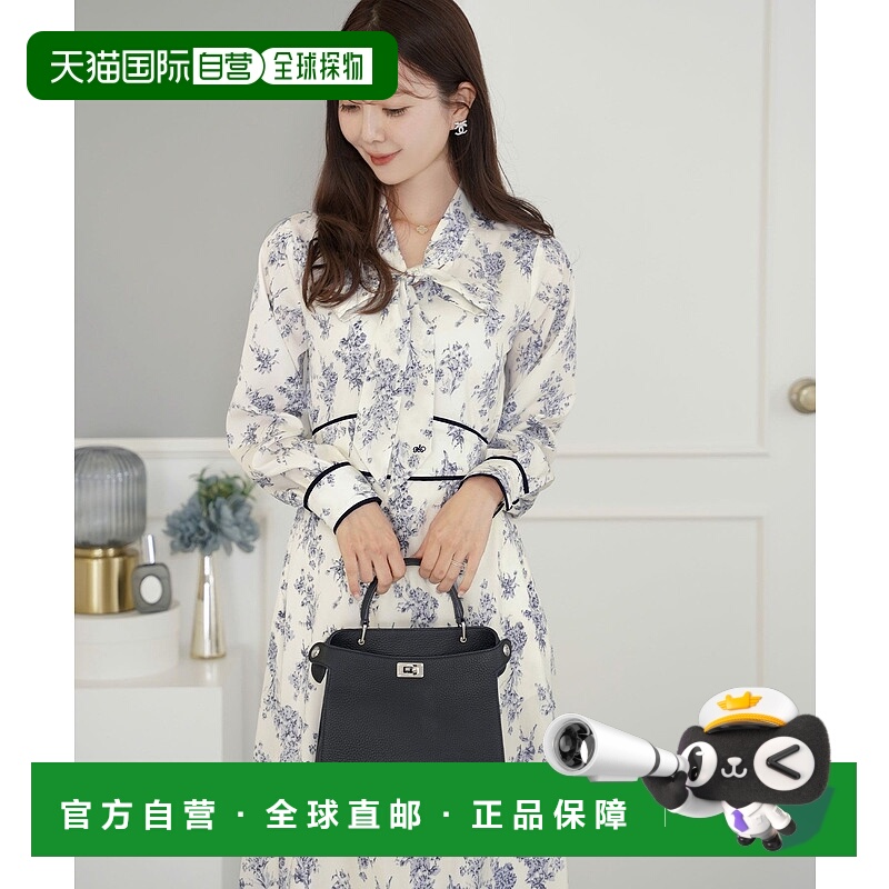 1h可退 日本直邮le reve vaniller女士花卉印花蝴蝶结长款连衣裙