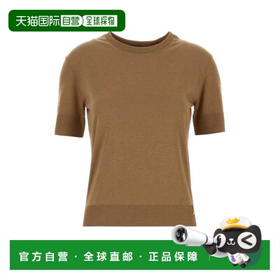 1h可退 香港直邮潮奢 Herno 女士 驼色莱赛尔纤维混纺T恤 JG00022