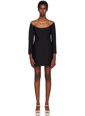 潮奢 Valentino 华伦天奴 女士 黑色低圆领连衣裙 1B0VA0P31CF