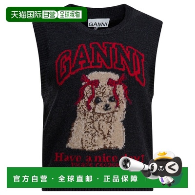 1h可退 香港直邮潮奢 GANNI 甘尼 女士 羊毛带Logo背心 A10700440