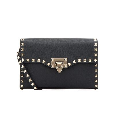 VALENTINO 女士斜挎包 TW2B0181VSF0NO CO 黑色 黑色铆钉单肩包