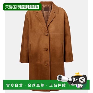 香港直邮潮奢 普拉达 1h可退 Prada brown棕色 女士 绒面革大衣