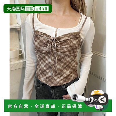 日本直邮PHILLY女装格纹吊带+罗纹上衣两件套 PL26SP02L0005开衫