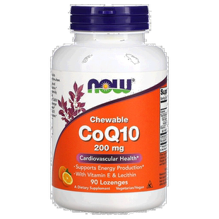 香港直发NOW诺奥咀嚼片辅酶Q10护心含维生素E和卵磷脂200mg保健品