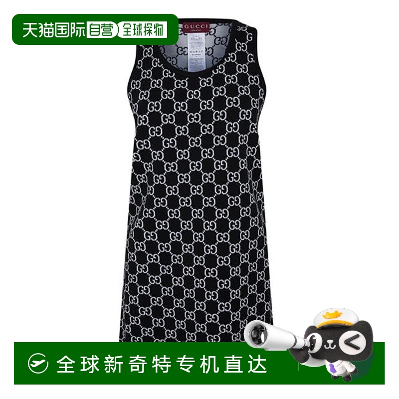 1h可退 香港直邮Gucci 古驰 女士 Logo提花迷你连衣裙 colorful花