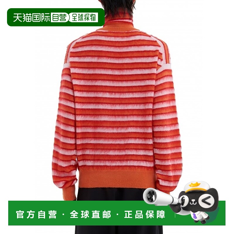 自营欧洲直邮MARNI/玛尼 条纹五分袖毛衣针织羊毛长袖高领经典