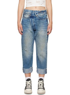 潮奢 R13 女士 蓝色 Crossover 牛仔裤 R13W2048735