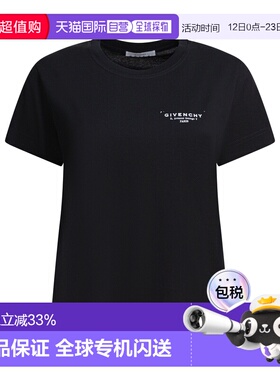 1h可退 香港直邮Givenchy 纪梵希 女士 黑色棉质T恤 BW70FJP75N00