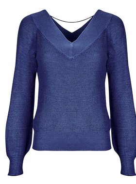 Vero Moda 女士 VMNEWLEXSUN LS DOUBLE V-NCK 针织套衫 蓝色