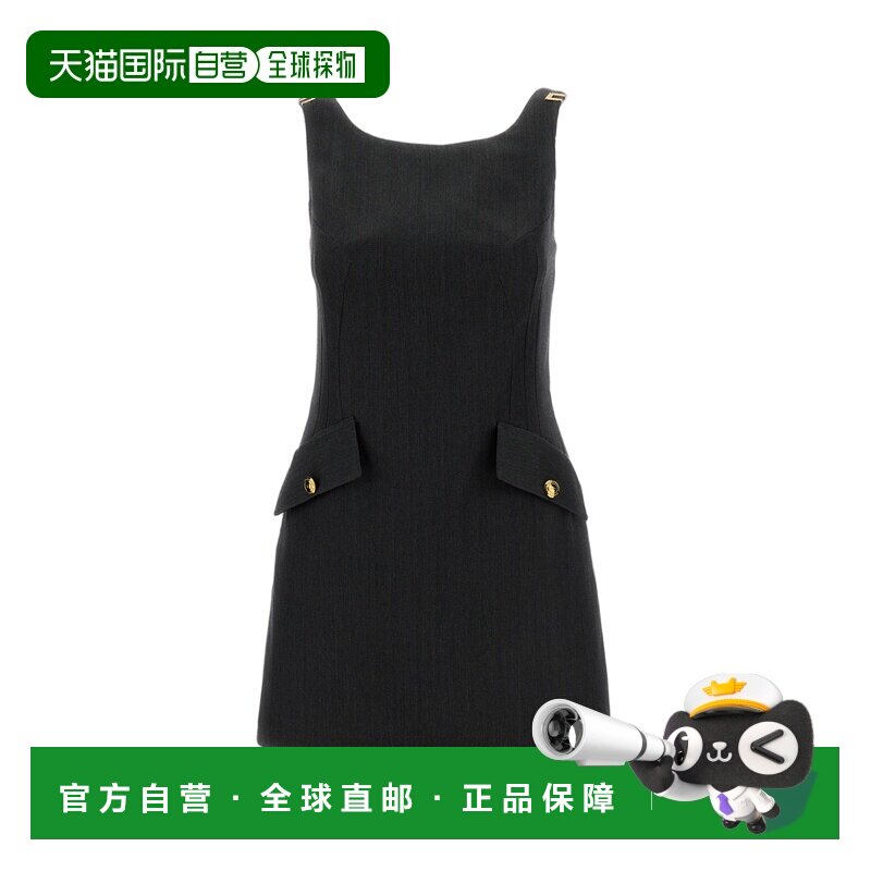 美国直邮自营elisabetta franchiMelange灰色方领凉爽羊毛迷你连