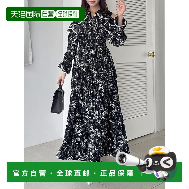 1h可退 日本直邮dazzlin 女装 花瓣褶皱设计露肩连衣裙 022560304