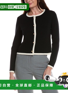 自营Bruno Magli Tipped Merino Wool Cropped Jacket - black 美