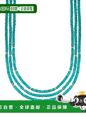 自营 Ross-Simons 绿松石珠 3 股项链配 14 克拉黄金 16 英寸 美