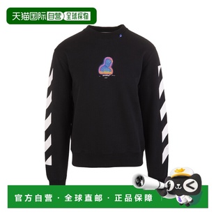 黑色斜条纹印花卫衣 White OMBA025E19E30006 香港直邮Off 1h可退