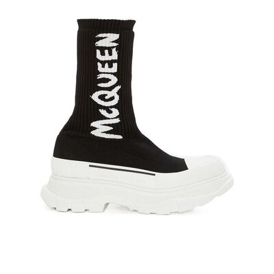 alexandermcqueen亚历山大麦昆女士涂鸦针织袜面短靴