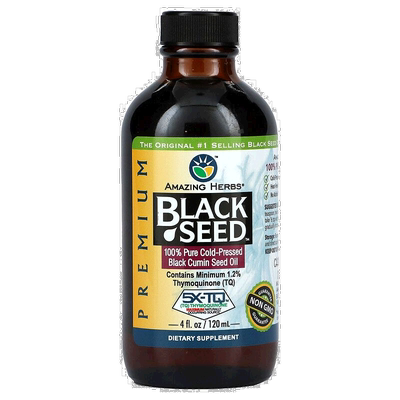 香港直邮Amazing Herbs,黑籽，全全冷榨黑色小茴香籽油，4 fl oz