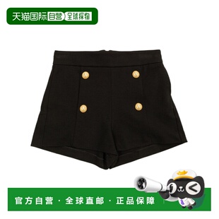 香港直邮BALMAIN 女童短裤 BY6B69J0371930OR SS2026 黑色 拉链开