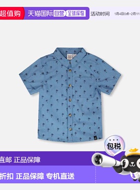 自营deux par deuxShort Sleeve Chambray Shirt Blue Palm Print