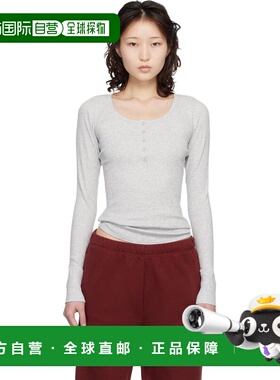 1h可退 香港直邮SKIMS 女士 灰色 Cotton Rib Scoop Neck 亨利衫
