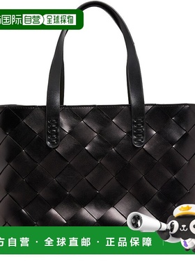 自营欧洲直邮Dragon Diffusion Cabas系列黑色女士小母牛皮编织托