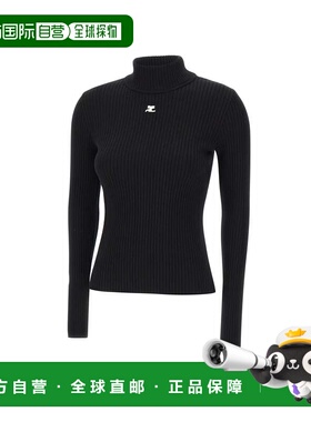 1h可退 香港直邮Courreges 女士 黑色毛线衫 PERMPU022FI0001BLAC