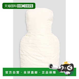 1h可退 香港直邮magda butrym 女士 无肩带褶皱真丝塔夫绸迷你连