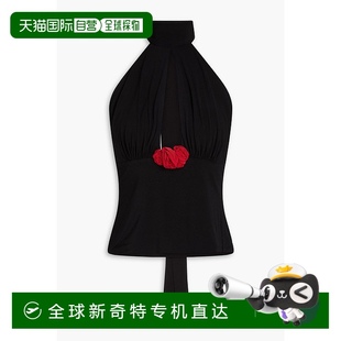 香港直邮magda 女士 1h可退 butrym 花朵装 饰剪口针织挂脖上衣