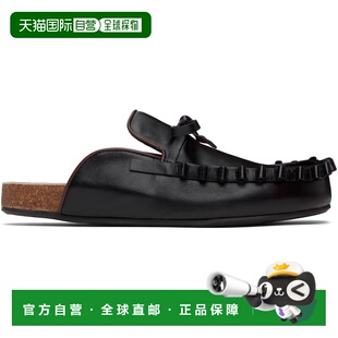 1h可退 香港直邮潮奢 J.W. Anderson 女士 黑色荷叶边穆勒鞋 LF00