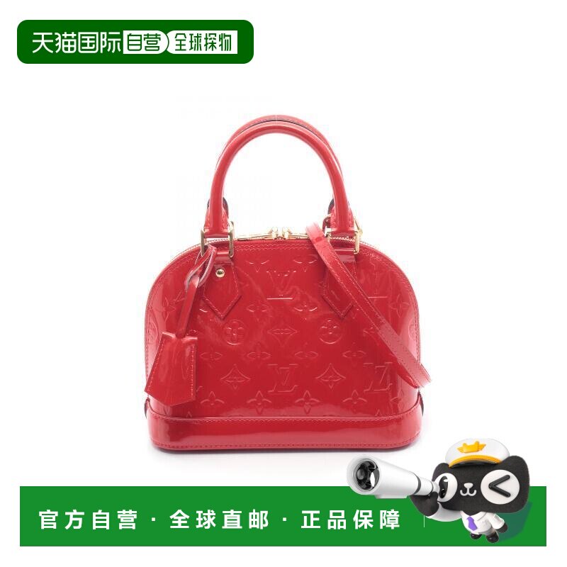 日本直邮中古LV路易威登女包A级95新handbag手提包牛皮斜挎包红色