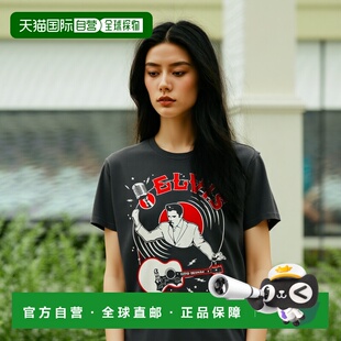 自营 gildan猫王普雷斯利摇滚唱片成人混色 T 恤 - 黑色 美国奥莱