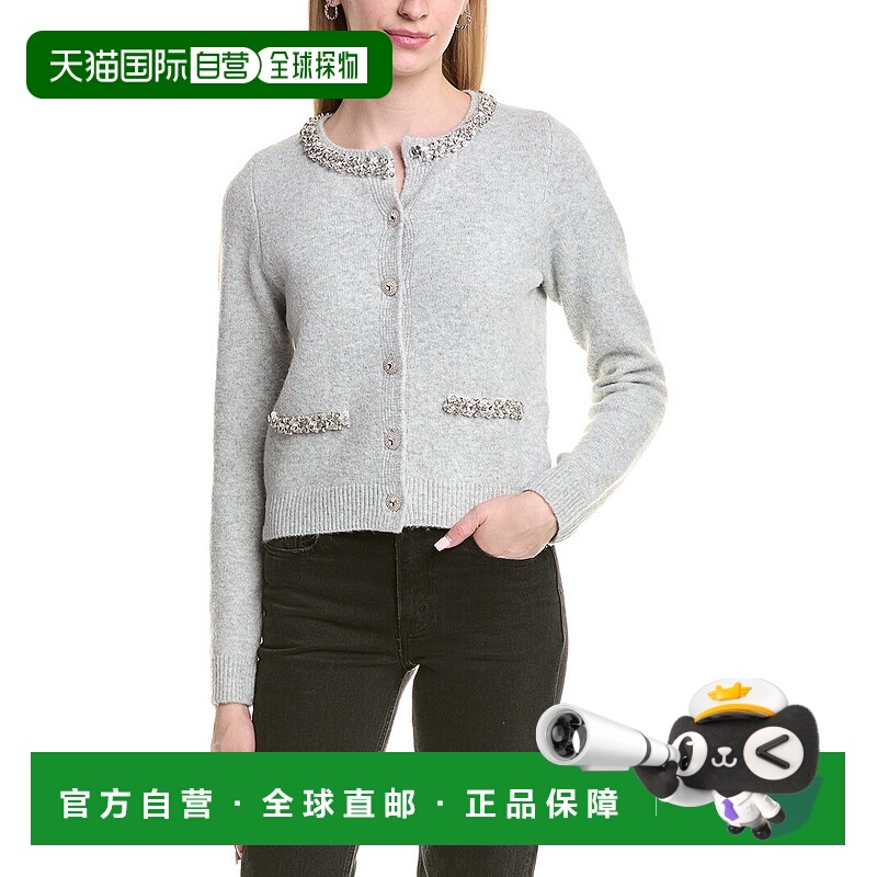 自营Lea & Viola Embellished Wool-Blend Cardigan - grey 美国