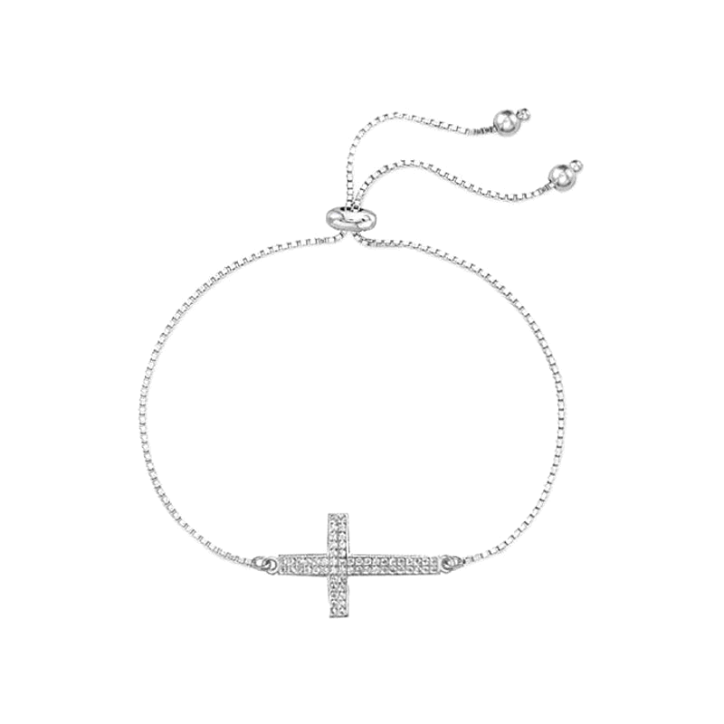 自营 savvy cie jewels18K 金 Vermeil 白色立方氧化锆侧向交叉手