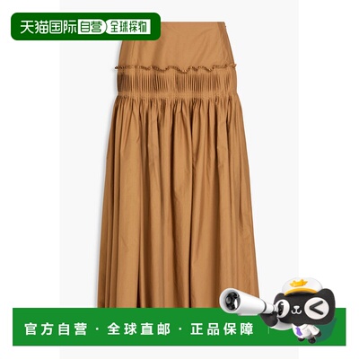 1h可退 香港直邮THEORY 希尔瑞 女士 褶皱棉混纺中长半身裙 P0504