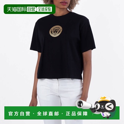 自营Versace Medusa Cotton Crop T-Shirt - black/gold 美国奥莱
