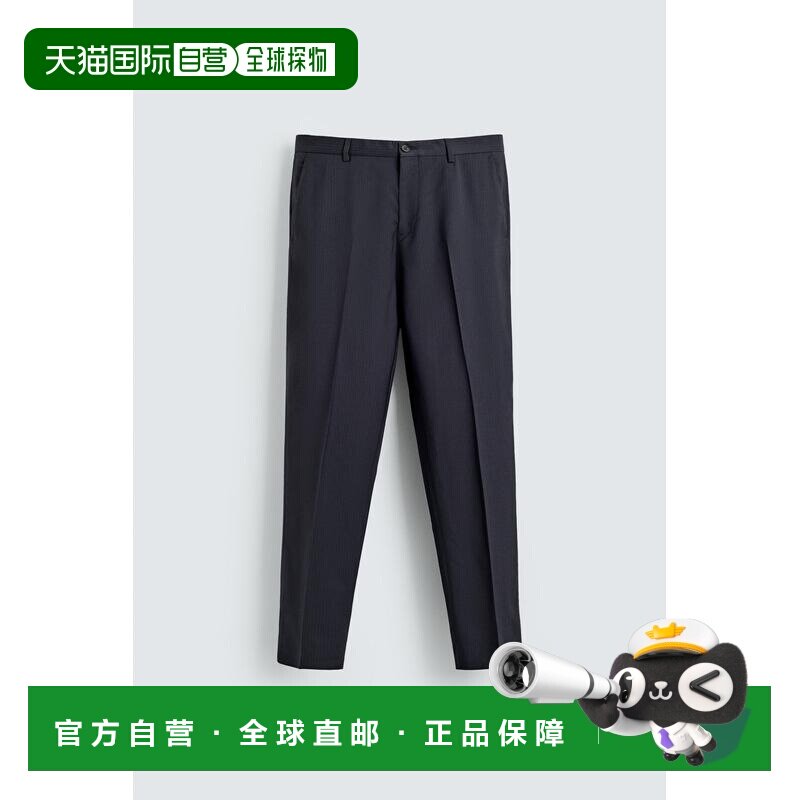 日本直邮Zara细条纹 羊毛西装裤直筒裤烟管裤运动裤休闲裤