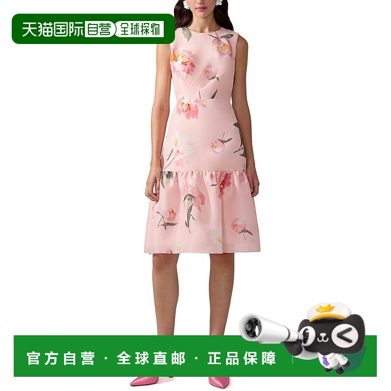自营Carolina Herrera无袖丝绸连衣裙-粉红色 美国奥莱直发