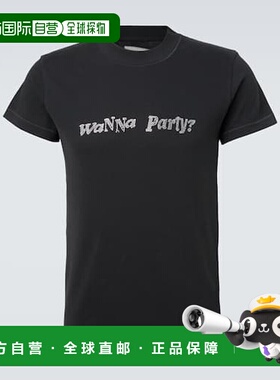 1h可退 香港直邮潮奢 Erl 男士 精饰棉质针织T恤 black黑色 舒适