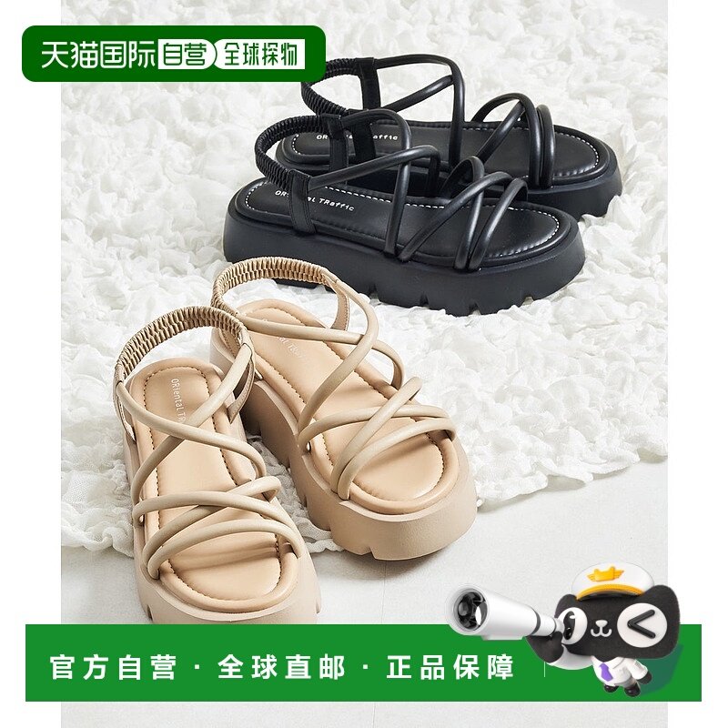 日本直邮Oriental Traffic 厚底管带凉鞋 [41218 OR526BW001814]