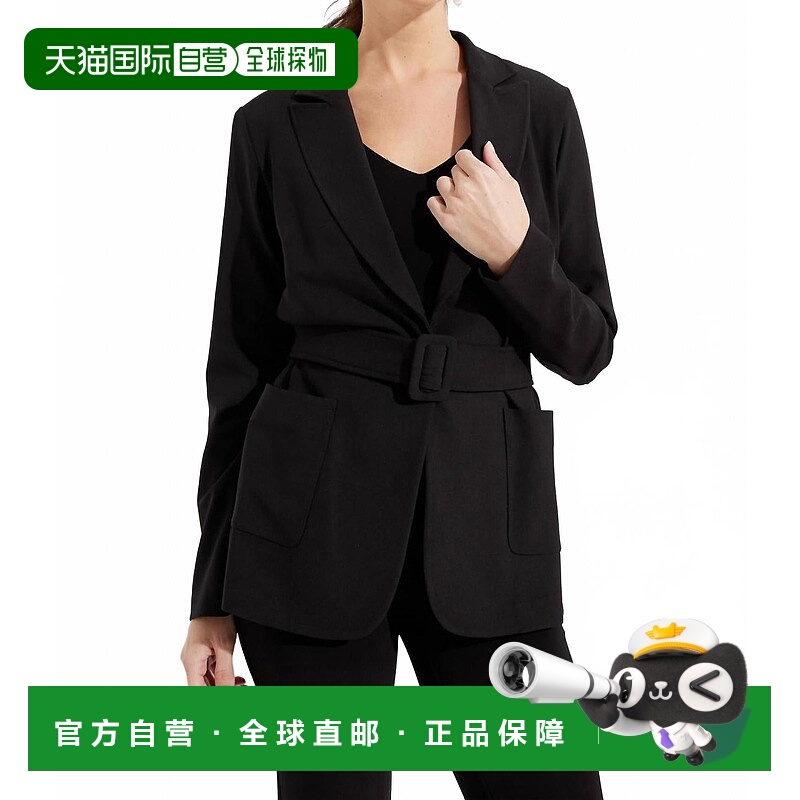 自营joseph ribkoffFormal Belted Hip-Length Coat In Black - b