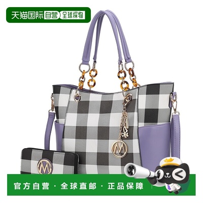 自营 mia k collectionBonita Checker Tote Handbag for Women's
