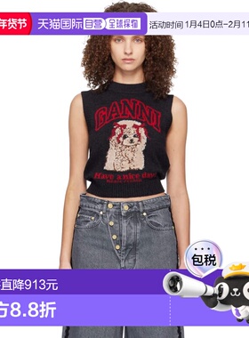 1h可退 香港直邮GANNI 甘尼 女士 黑色 Graphic Wool 马甲 A1070