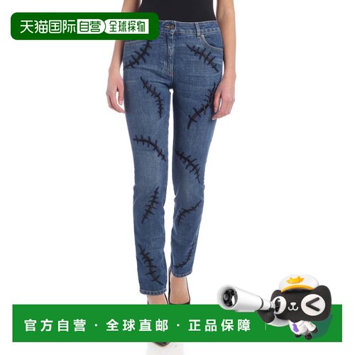 香港直邮MOSCHINO 女士休闲裤 031005211295 SS2020 深蓝色 Scars