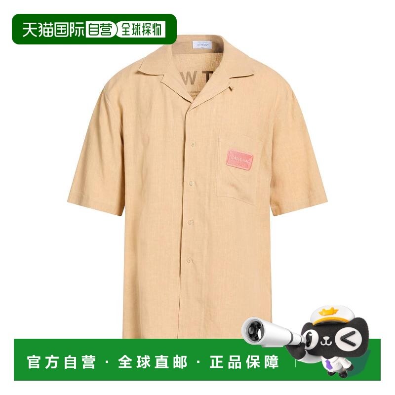 香港直邮off-white 男士 亚麻衬衫 beige米色 舒适时尚