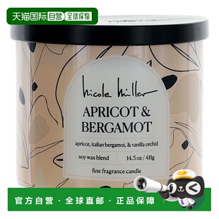 Wax Blend 自营Nicole Candle 14.5盎司Soy Wick Aprico Miller