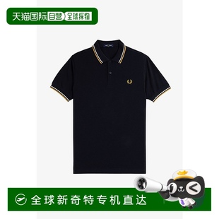 PERRY 直筒短袖 日本直邮FRED 条纹徽标修身 海军蓝 Polo衫 男款