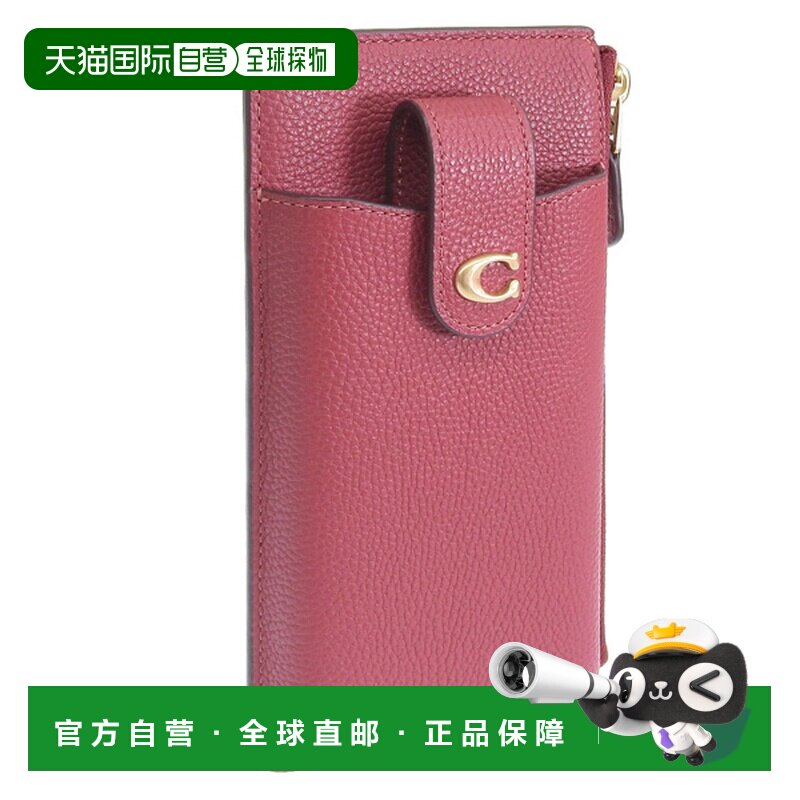 日本直邮Coach蔻驰配件女士智能手机钱包插座皮革红色PPESSPHNWL