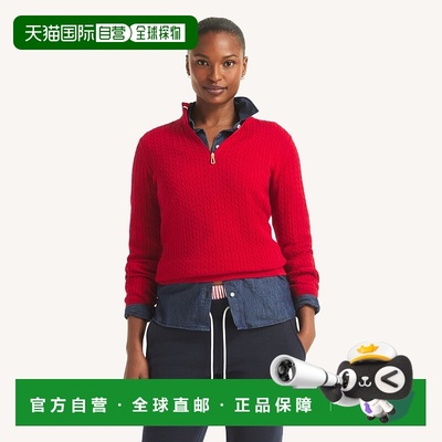 自营Nautica女式四分之一拉链立领套头衫-nrf深紫色 美国奥莱直发
