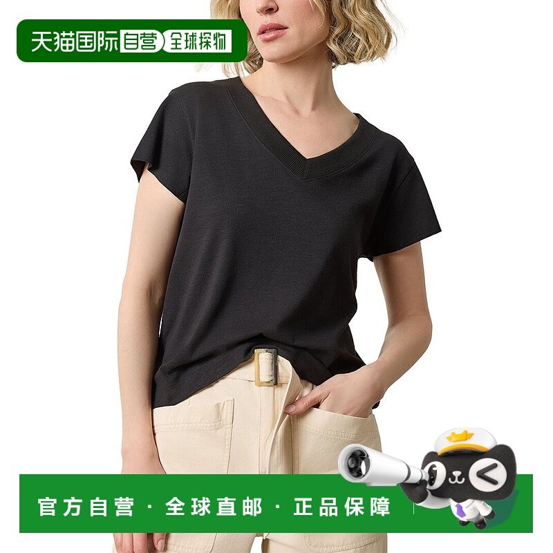 自营Lilla P Relaxed Short Sleeve V-Neck T-Shirt - black 美国