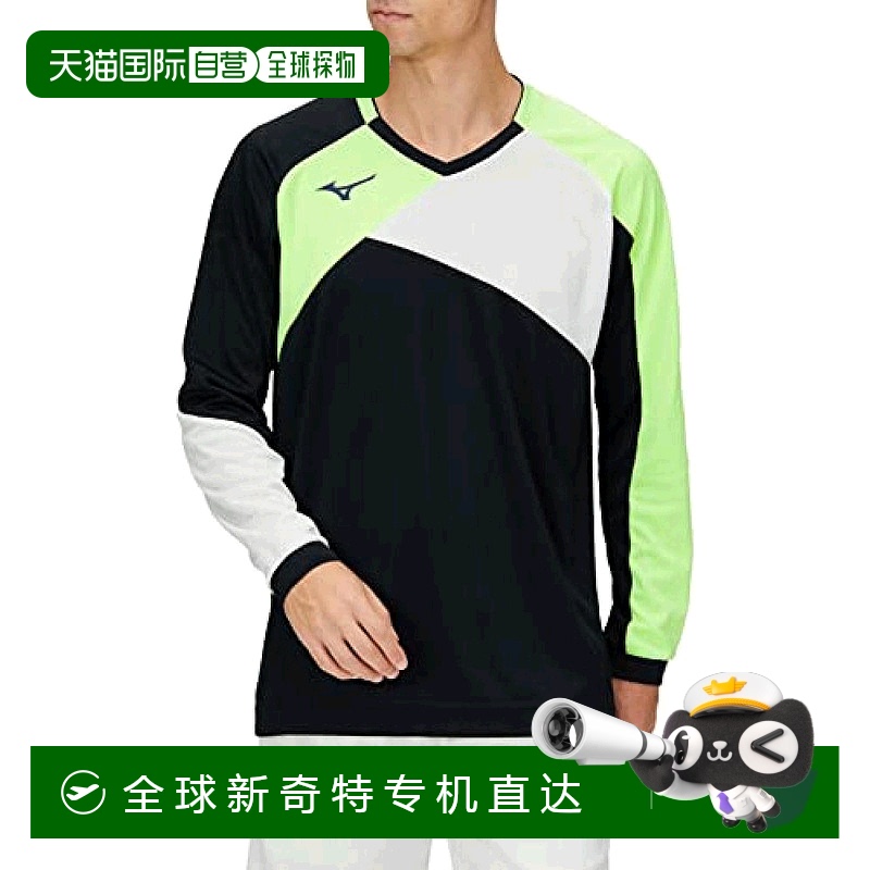 【日本直邮】Mizuno美津浓 网球练习长袖衫 速干62JA1010黑/青柠