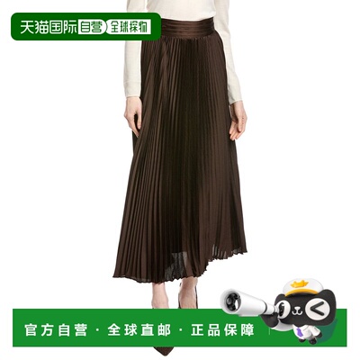 自营Elie Tahari Pleated Midi Skirt - brown 美国奥莱直发长裙